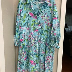 Lilly Pulitzer Pink and Blue Dress with pockets! XL